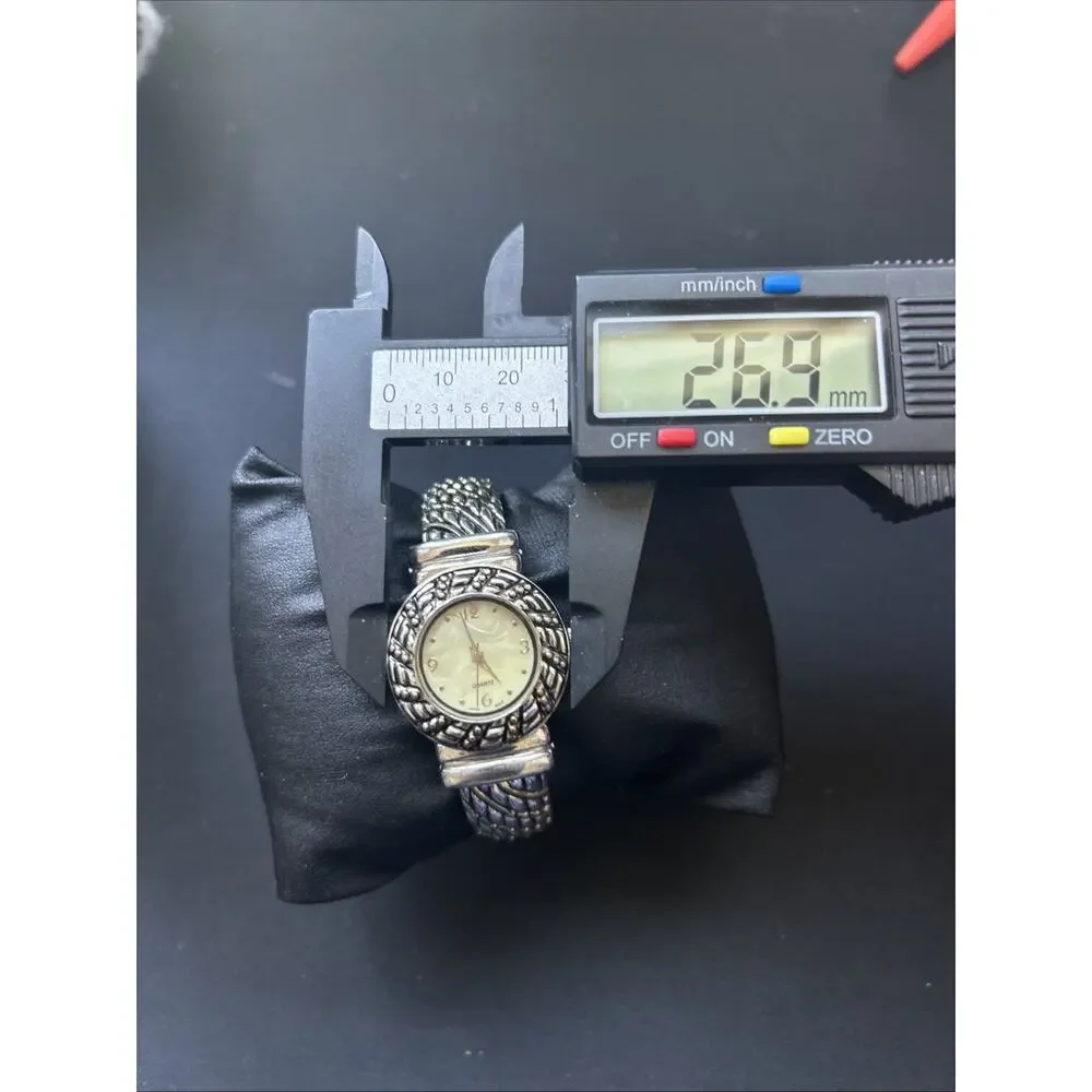 Two Tone Pearl Dial Women’s Cuff Watch